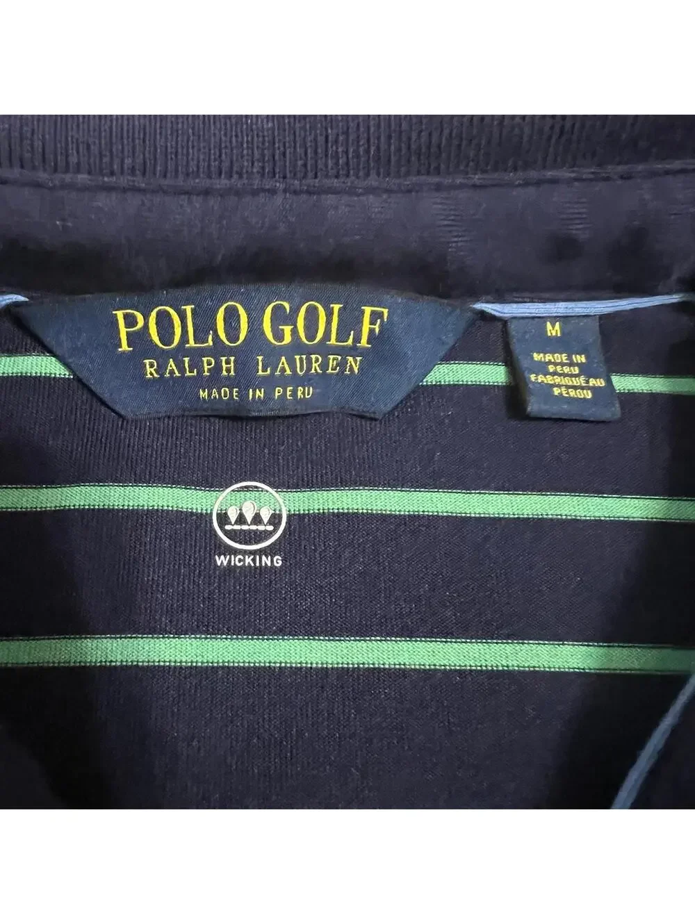 Polo Ralph Lauren Men's Golf Navy & Green Stripped Polo size Medium